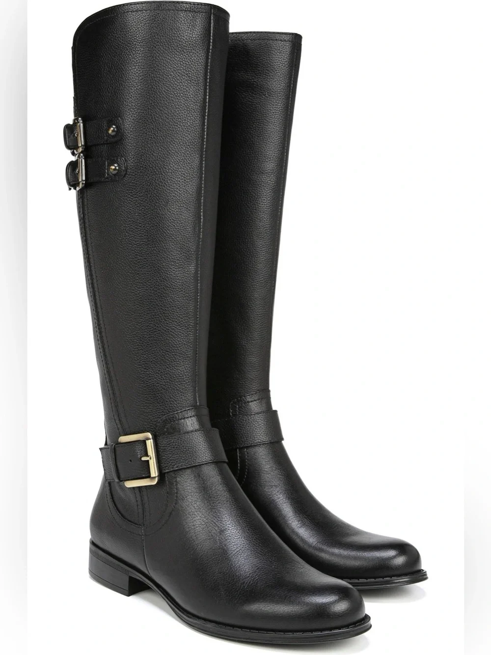 🖤🖤 Naturalizer Black Leather Jessie Knee High Riding Boots - 8.5 Wide Calf